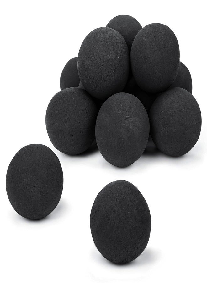 GRISUN Black Round Ceramic Fire Balls for Fire Pit, 4 Inch Tempered Fire Stones for Natural or Propane Fireplace, Safe for Outdoors and Indoors Fire Pit Reusable Fireballs, Set of 12 - Image 1