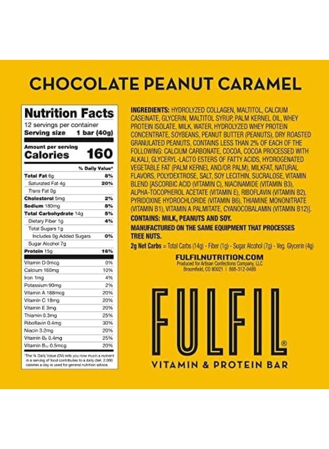 Fulfil Vitamin And Protein Bars, Chocolate Peanut And Caramel, Snack Sized Bar With 15 G Protein And 8 Vitamins Including Vitamin C, 12 Count - Image 5