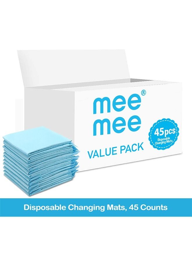 mee mee Disposable Changing Mats, 45 Counts, Soft Waterproof Mat, Portable Leak Proof Changing Mat, New Mom Leak-Proof Under pad, Mattress Table Protector Pad - Image 2