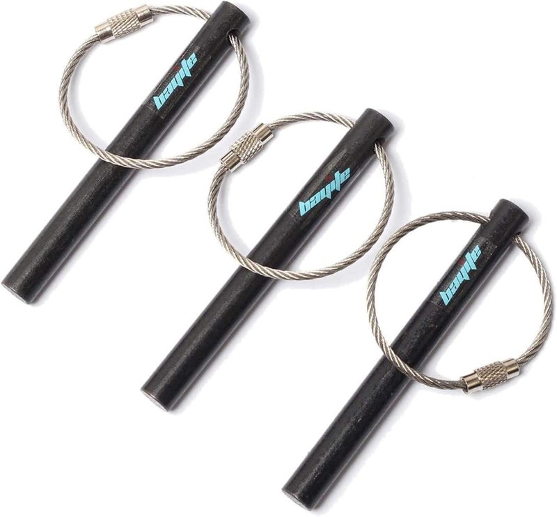 bayite Survival Drilled Ferrocerium Ferro Rod Flint Fire Starter Rods with Keychain Ring 3.14 Inch Pack of 3 - Image 1