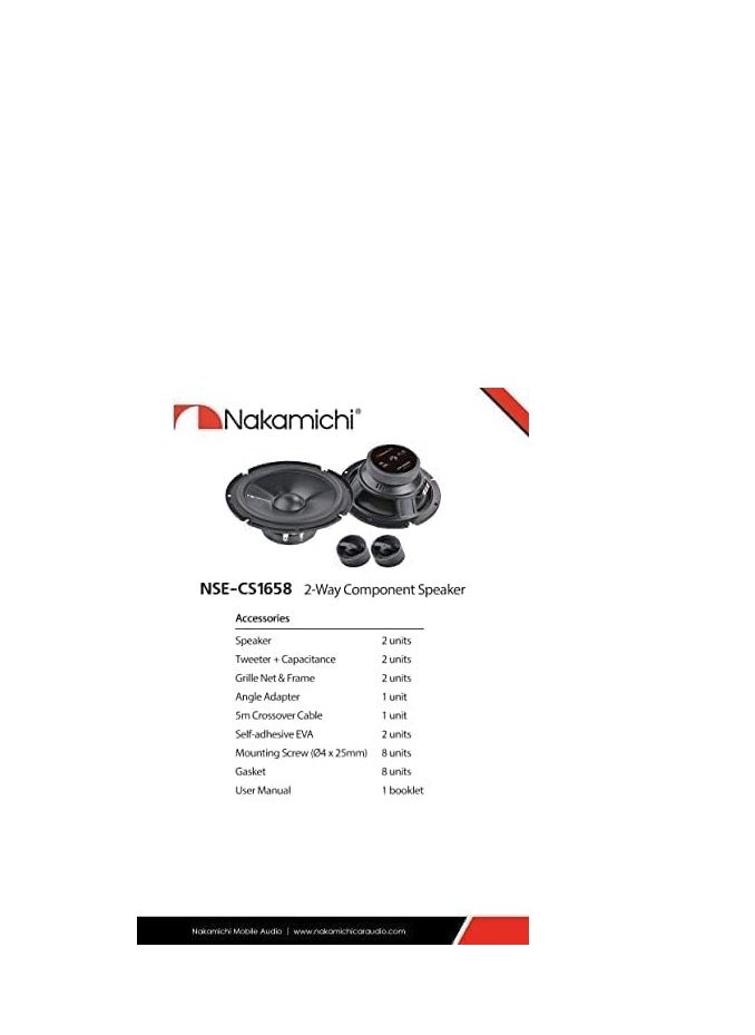 NAKAMICHI Nakamichi NSE-CS1658 6.5-inches Car Stereo 2 Way Component Speaker 350 Watts Peak Power 53-19.5kHz Frequency Response  - Image 3