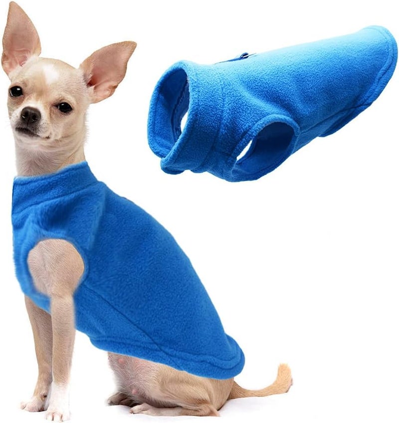 KUTKUT Fleece Vest Dog Sweater Warm Pullover Fleece Dog Jacket with Leash Attachment, Cold Weather Dogs Clothes for ShishTzu, Pekingese, Maltese etc (Size: L, Adjustable Chest: 45cm) - Image 1