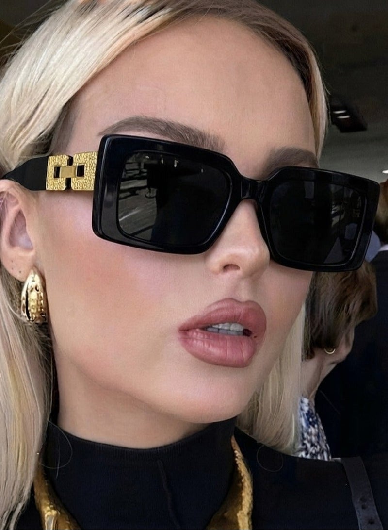 Shein 1 Pair Oversized Black Y2K Style Fashion Glasses, Suitable For Summer Beach Bonfires, Parties, Gifts, Retro Streetwear, Driving, Outdoor Travel, Parties, Stage Performances, Beach Accessories - Image 1