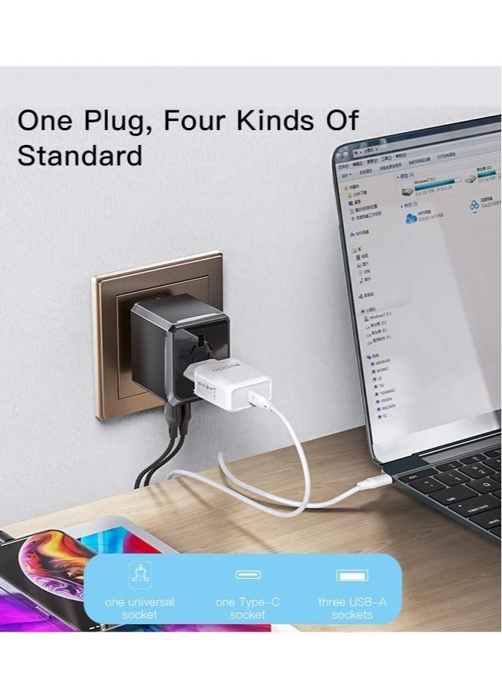 Yesido Universal Travel Adapter with 4 Ultra-Fast USB Port and 1 Ultra-Fast USB Type C Port and Power Socket Worldwide Plugs UK EU US AU Auto Switch - Image 5