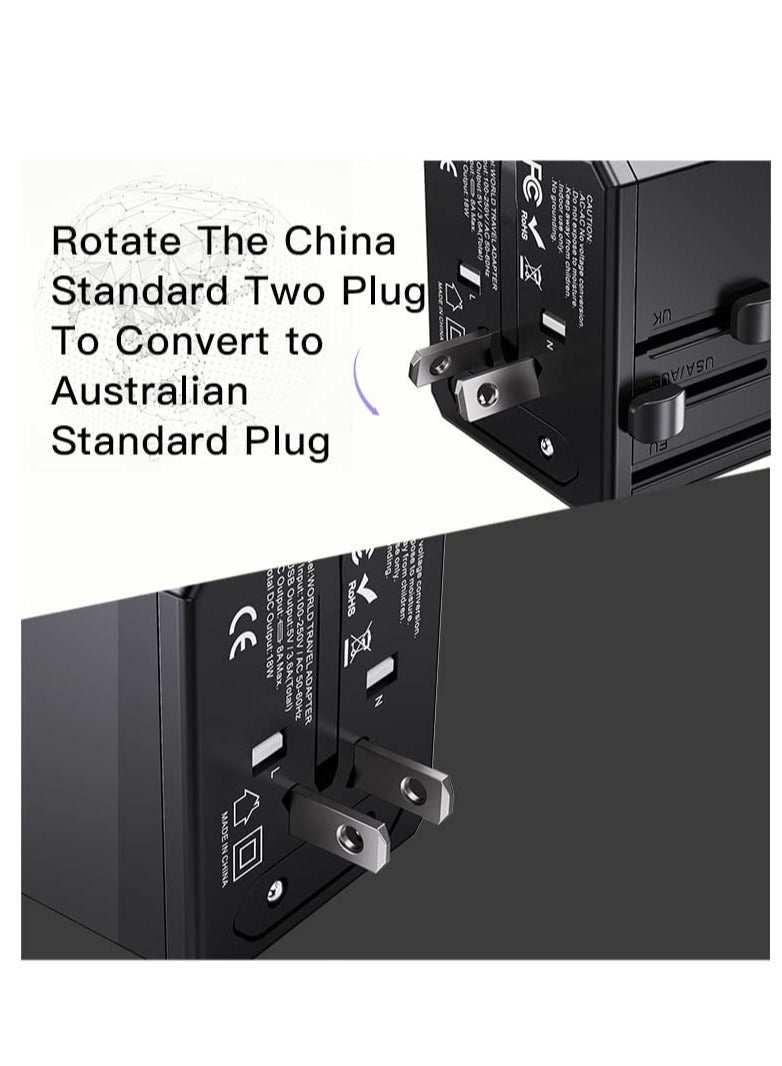 Yesido Universal Travel Adapter with 4 Ultra-Fast USB Port and 1 Ultra-Fast USB Type C Port and Power Socket Worldwide Plugs UK EU US AU Auto Switch - Image 4
