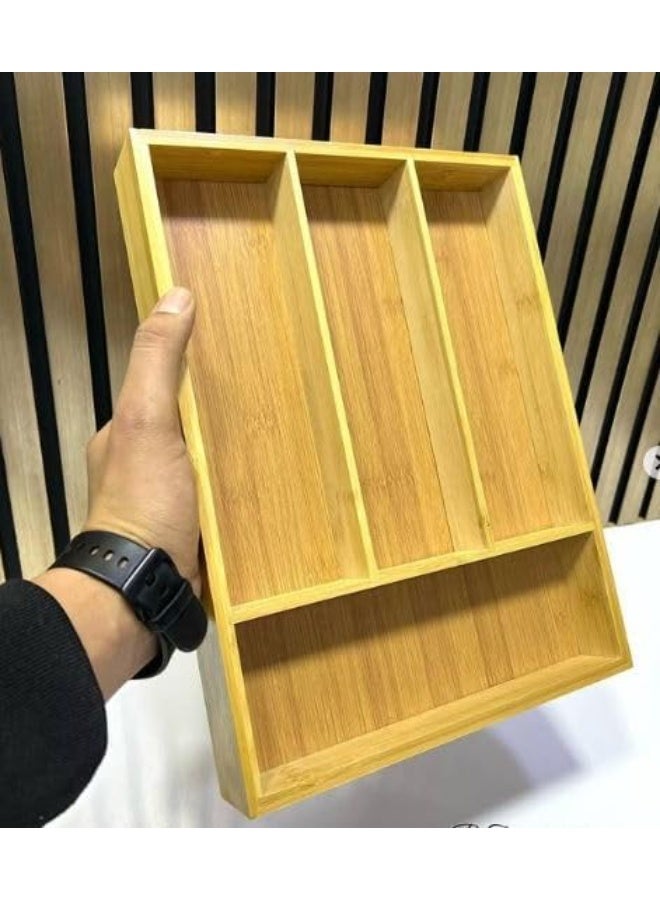 منظم درج معالق خشبي متعدد الاستخدامات خامة متينة مستورد للمطبخ وتنظيم أدوات المائدة - Image 3