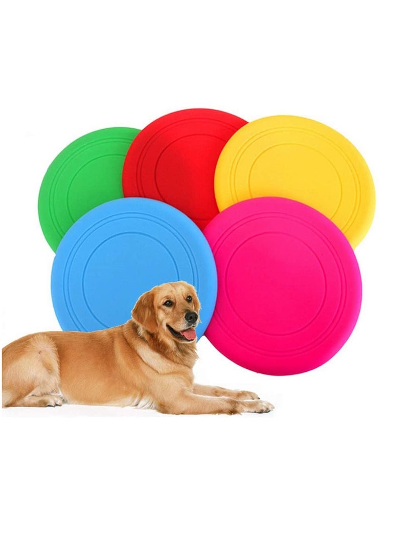 Excefore Funny Silicone Flying Saucer Dog Cat Toy 5pcs Puppy Game Flying Discs Resistant Chew Outdoor Training Playing Interactive - Image 1