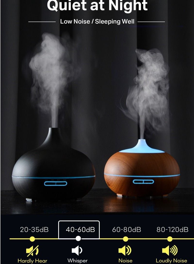 مي فازا 500ML Aromatherapy Essential Oil Diffuser Wood Grain Remote Control Ultrasonic Air Humidifier Cool with 7 Color LED Light - Image 4