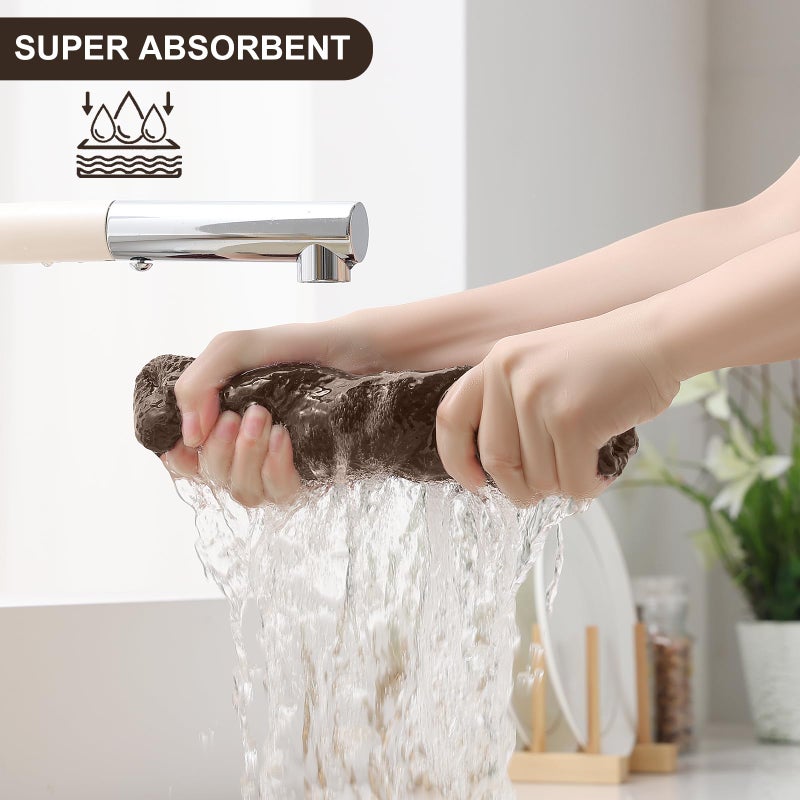 Homaxy 100% Cotton Kitchen Towels and Dishcloths Set, 12 x 12 Inches and 13 x 28 Inches, Set of 8 Bulk Kitchen Towels Set, Ultra Soft Absorbent Dish Cloths for Washing Dishes, Dark Brown - Image 3
