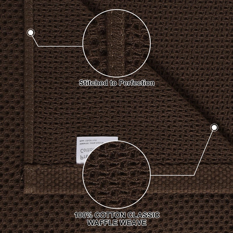 Homaxy 100% Cotton Kitchen Towels and Dishcloths Set, 12 x 12 Inches and 13 x 28 Inches, Set of 8 Bulk Kitchen Towels Set, Ultra Soft Absorbent Dish Cloths for Washing Dishes, Dark Brown - Image 2
