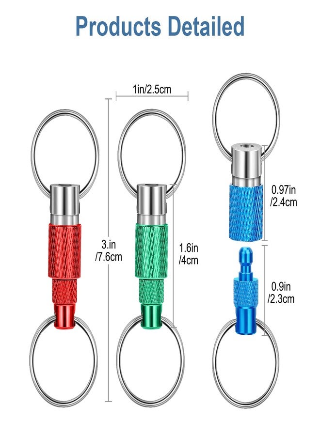 Linkstyle 3PCS Quick Release Keychain Set, Aluminum Carabiner with Split Rings, 360° Rotation for Keys, Flash Drives, Tools & Outdoor Use - Image 2