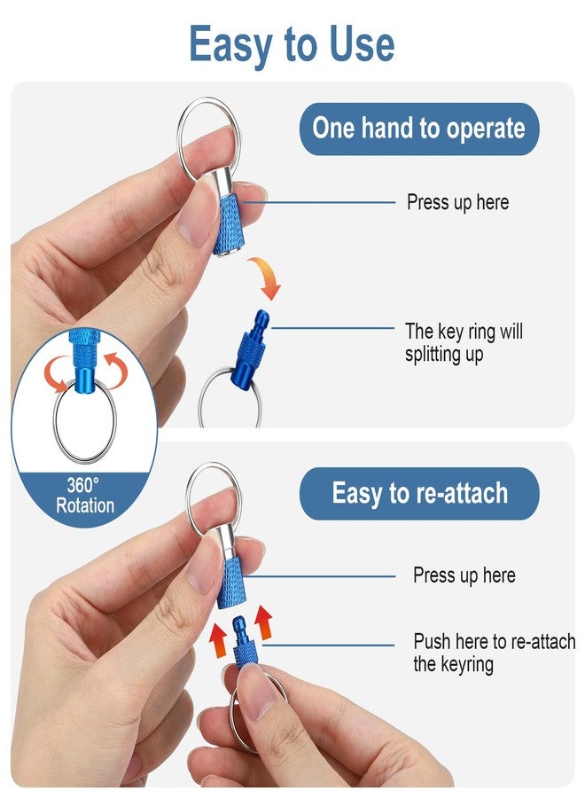 Linkstyle 3PCS Quick Release Keychain Set, Aluminum Carabiner with Split Rings, 360° Rotation for Keys, Flash Drives, Tools & Outdoor Use - Image 5