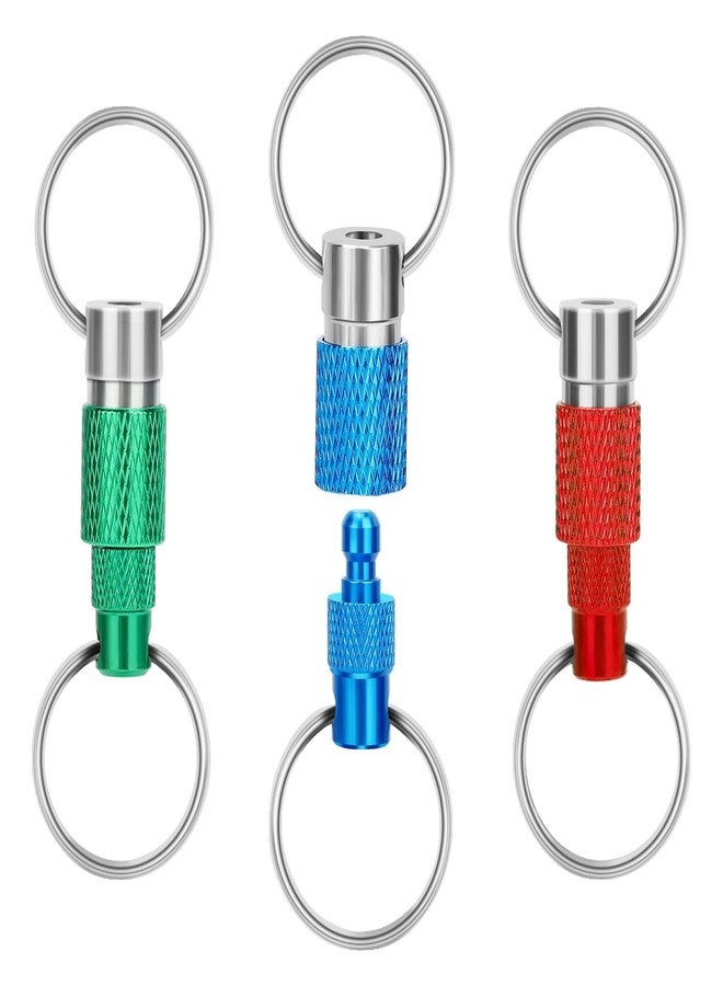 Linkstyle 3PCS Quick Release Keychain Set, Aluminum Carabiner with Split Rings, 360° Rotation for Keys, Flash Drives, Tools & Outdoor Use - Image 1