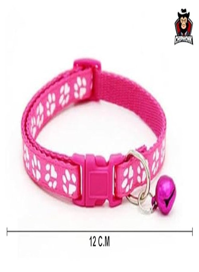 Chipmonk Paw Cat Collar with Bell,Kitten and Small Dogs Soft Adjustable Collar,Safe,Breakaway for Cats and Puppies - Dark Pink - Image 4