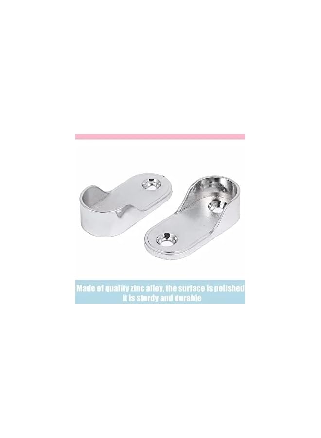 promass Oval Closet Rod End Flange Bracket Supports Furniture Hardware Accessories Wardrobe Tube Support Bracket with Screws Clothes Hanging Rod Holder (PACK OF 6) - Image 3
