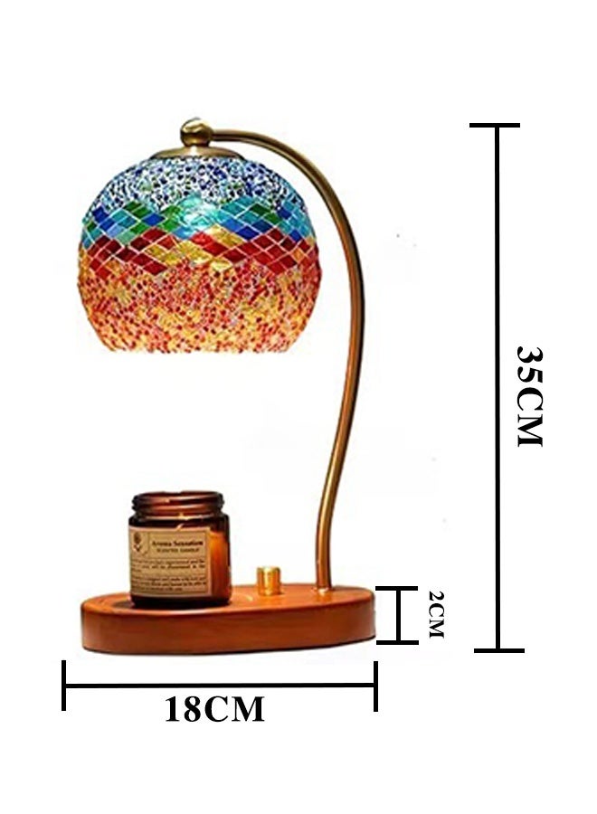 جيوان فسيفساء الزجاج شمعة دافئة المصباح مع لوحة - ضوء النمط الزجاجي الملون على الجدران والسقف؛ ديكور منزلي مريح جمالي - مكتب مكتب ، طاولة مدخل ، عداد مطبخ وغرفة نوم - Image 2