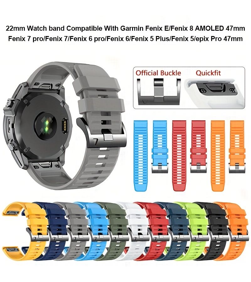 حزام رياضي برتقالي مقاس 22 مم سريع التثبيت متوافق مع ساعة Garmin Fenix 7 Pro - Image 1