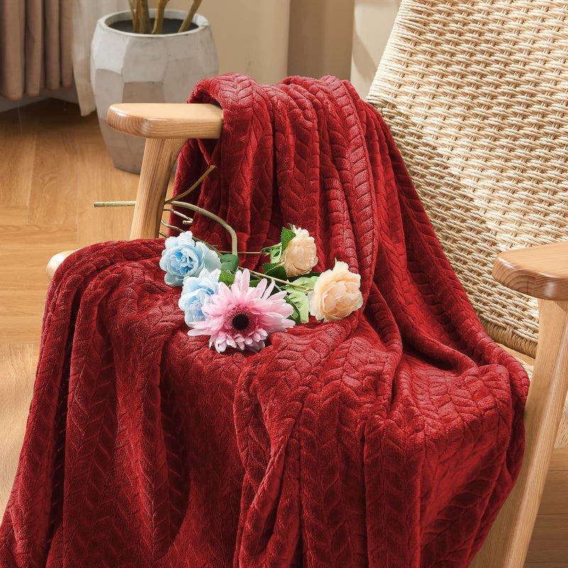 inhand Fleece Throw Blanket, Super Soft Fuzzy Blanket for Couch Sofa Bed Office, Cozy Plush Fleece Blanket Throw Size, Washable Lightweight Flannel Blankets Throw for All Season(50â€x60â€,Burgundy) - Image 2