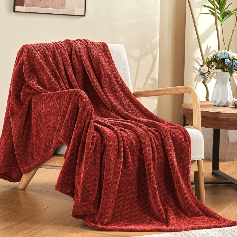 inhand Fleece Throw Blanket, Super Soft Fuzzy Blanket for Couch Sofa Bed Office, Cozy Plush Fleece Blanket Throw Size, Washable Lightweight Flannel Blankets Throw for All Season(50â€x60â€,Burgundy) - Image 1