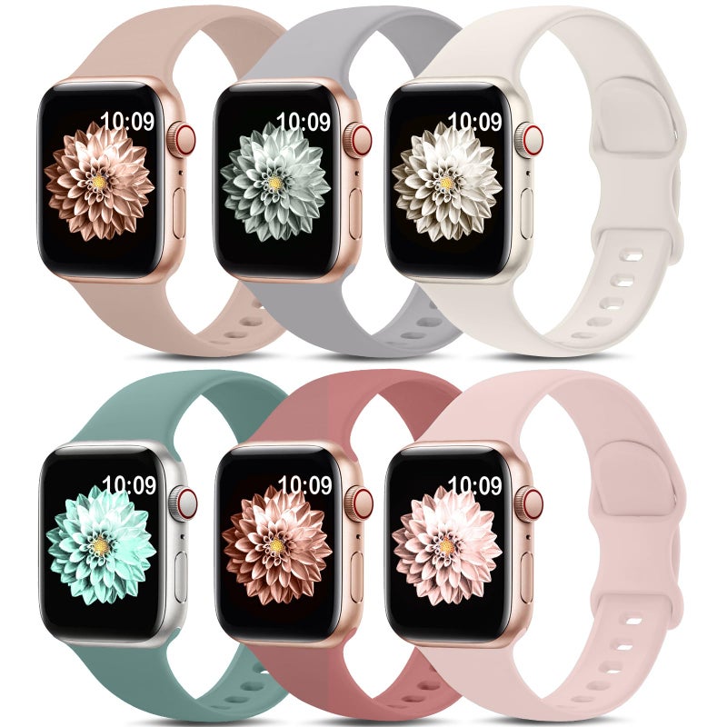AMSKY 6 Pack Sport Bands Compatible with Apple Watch Band 38mm 40mm 41mm 42mm 44mm 45mm 49mm 46mm,Silicone Waterproof Strap for iWatch Apple Watch Series 11 10 9 Ultra 8 7 6 5 4 3 2 1 SE Women Men - Image 1