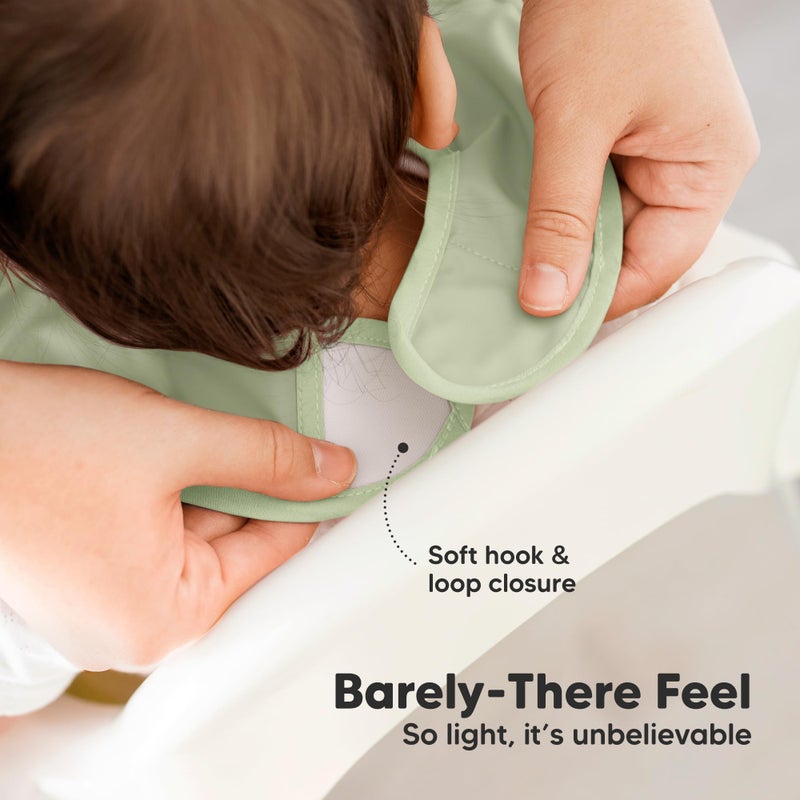 KeaBabies 3-Pack Waterproof Baby Bibs for Eating - Lightweight Toddler Feeding Bibs with Large Food Catcher, Mess Proof, Food-Grade Baby Eating Essentials, Easy to Put On & Clean (Jade) - Image 4