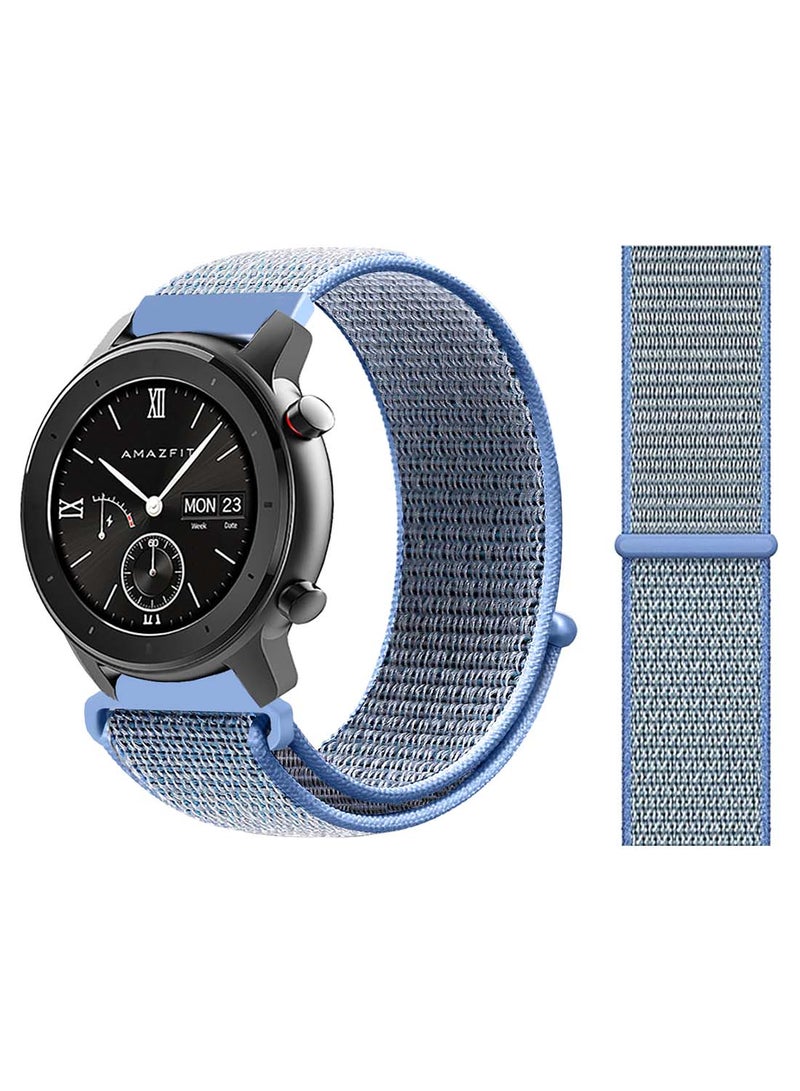 Perfii Nylon Loop Replacement Band 20mm For Amazfit GTR 42mm Tahoe Blue