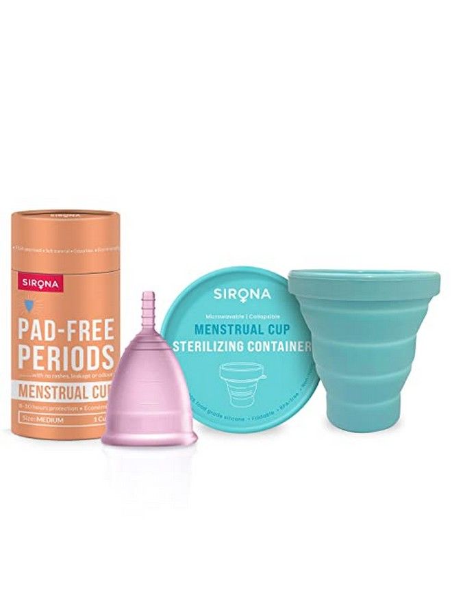 Sirona Collapsible Silicone Cup Foldable Sterilizing Container Cup For Menstrual Cup 1 Unit With Reusable Menstrual Cup Medium (Pack Of 1) ; Kills 99% Of Germs ; Menstrual Cup Sterilizer - Image 1