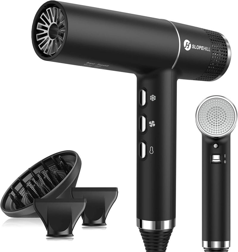 SLOPEHILL Hair Dryer with Unique Brushless Motor | Intelligent Fault Diagnosis | Innovative Microfilter | Oxy Active Technology | Led Display (Black) - Image 1