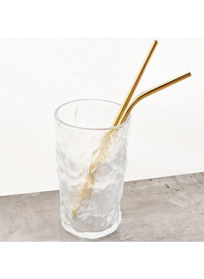 Luxury Gold Stainless Steel Straw Set – 4 Reusable Metal Straws + Cleaning Brush – Premium Durable Stainless Steel Straws for Juices, Smoothies & Cold Drinks – Elegant Café Style Design - Image 2