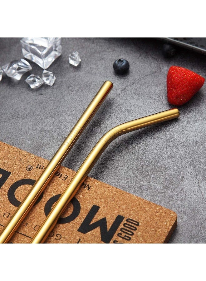 Luxury Gold Stainless Steel Straw Set – 4 Reusable Metal Straws + Cleaning Brush – Premium Durable Stainless Steel Straws for Juices, Smoothies & Cold Drinks – Elegant Café Style Design - Image 4