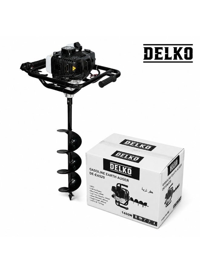 DELKO 52cc Gasoline Earth Auger – Upgraded Edition with 20cm Auger Bit | High-Performance 2-Stroke Engine - Image 1