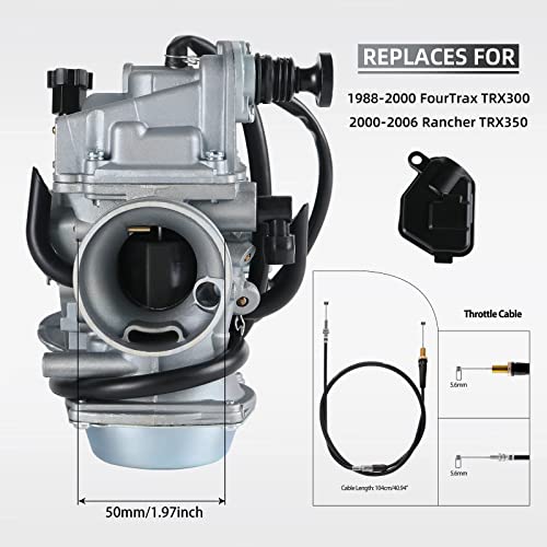Tang FourTrax 300 Carburetor for Honda TRX300 TRX350 Carb,Rancher 350,Foreman 400 450 with Air and Oil Filter,Cleaning Brush - Image 2