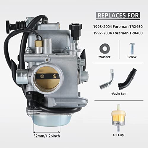 Tang FourTrax 300 Carburetor for Honda TRX300 TRX350 Carb,Rancher 350,Foreman 400 450 with Air and Oil Filter,Cleaning Brush - Image 3