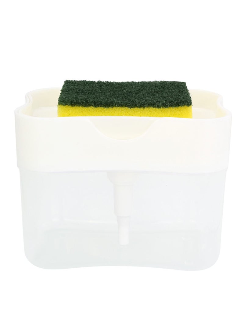 ORGANiZERS Soap Dispenser and Sponge Holder with Sponge, White - Image 1