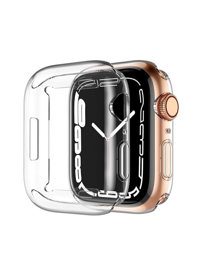 حافظة ELMO3EZZ  لساعة Apple Series 7 Series 8 45 ملم، غطاء واقي شاشة TPU بتغطية كاملة لسلسلة iWatch 7/8 45 ملم، (شفاف)