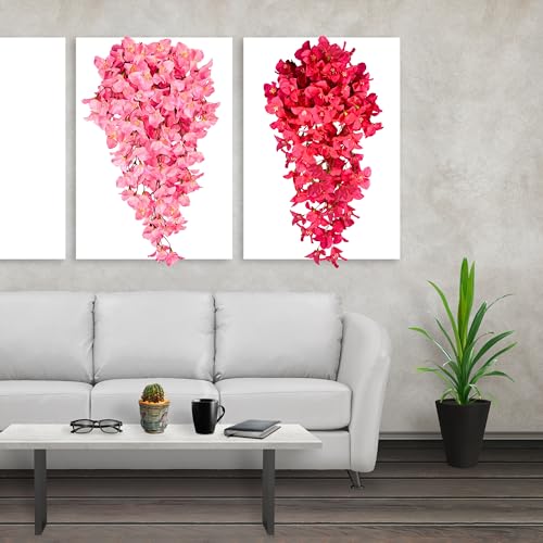 Tdas Artificial Hanging Bougainvillea Flowers Leaves Eucalyptus Ivy Garlands Plant Greenery Vine Creeper Home Decor Door Wall Balcony Decoration Party Festival (Light Pink), 75 cm - Image 3