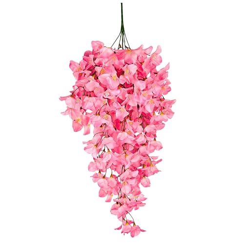 Tdas Artificial Hanging Bougainvillea Flowers Leaves Eucalyptus Ivy Garlands Plant Greenery Vine Creeper Home Decor Door Wall Balcony Decoration Party Festival (Light Pink), 75 cm - Image 1