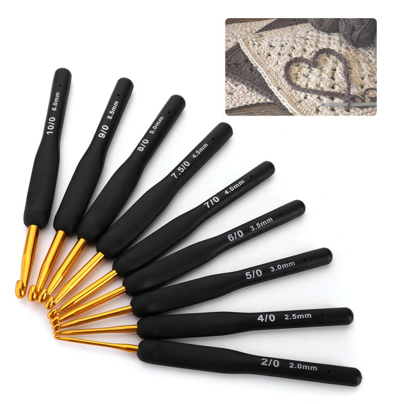 KUIDAMOS Black Crochet Hooks Set Crochet Hook 9Pcs 20mm 60mm Ergonomic Crochet Hooks and Crochet Supplies Knitting Hook for Crochet Accessories Knitting Crochet Crochet Hooks - Image 3