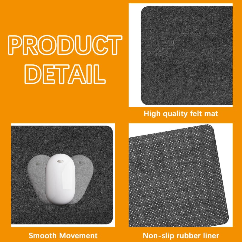 Anpuimult Large Felt Desk mat, 40''x16'' with Non-Slip Full Desk Mouse Pad,Office Computer Desk for Keyboard Mat,Felt Desk Mat for Desk Pad Protectorï¼ˆ100x40cmï¼‰ - Image 4