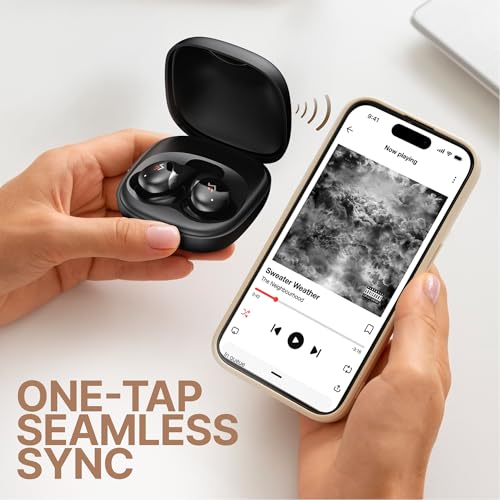 CrossBeats Hertz ANC TWS Ear Buds, Wireless in‑Ear Earphones, Sleep Buds v5.4 Bluetooth 10 mm Drivers Up to 60H Playtime, with AI Noise Cancellation,40 ms Low Latency, & AI ENC Earbuds Buds (Black) - Image 4