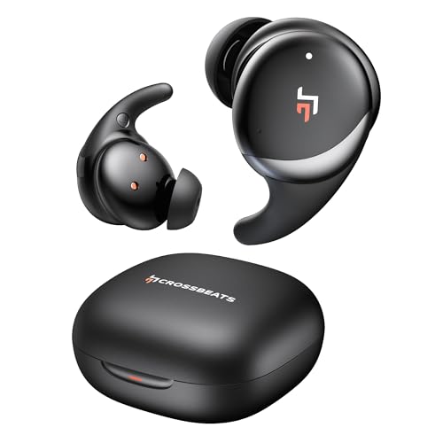 CrossBeats Hertz ANC TWS Ear Buds, Wireless in‑Ear Earphones, Sleep Buds v5.4 Bluetooth 10 mm Drivers Up to 60H Playtime, with AI Noise Cancellation,40 ms Low Latency, & AI ENC Earbuds Buds (Black) - Image 1
