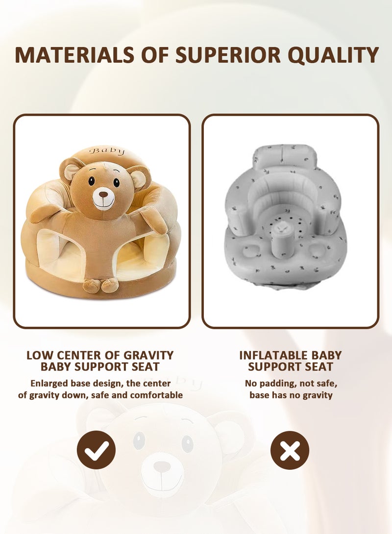 EzzySo Baby Sitting Support Seat Sofa Cartoon Cute Plush Baby Seat Infant Learning Seat Portable Baby Comfortable Floor Seat Perfect Toddler Gift To Learn To Sit（Bear） - Image 4