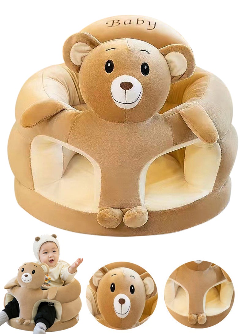 EzzySo Baby Sitting Support Seat Sofa Cartoon Cute Plush Baby Seat Infant Learning Seat Portable Baby Comfortable Floor Seat Perfect Toddler Gift To Learn To Sit（Bear） - Image 1