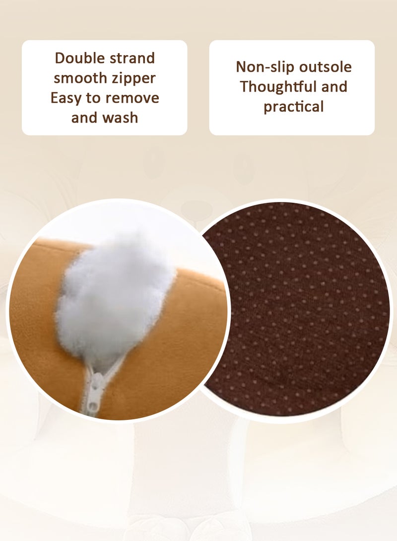 EzzySo Baby Sitting Support Seat Sofa Cartoon Cute Plush Baby Seat Infant Learning Seat Portable Baby Comfortable Floor Seat Perfect Toddler Gift To Learn To Sit（Bear） - Image 5