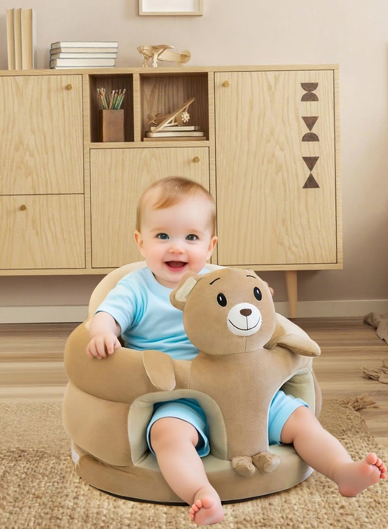 EzzySo Baby Sitting Support Seat Sofa Cartoon Cute Plush Baby Seat Infant Learning Seat Portable Baby Comfortable Floor Seat Perfect Toddler Gift To Learn To Sit（Bear） - Image 2