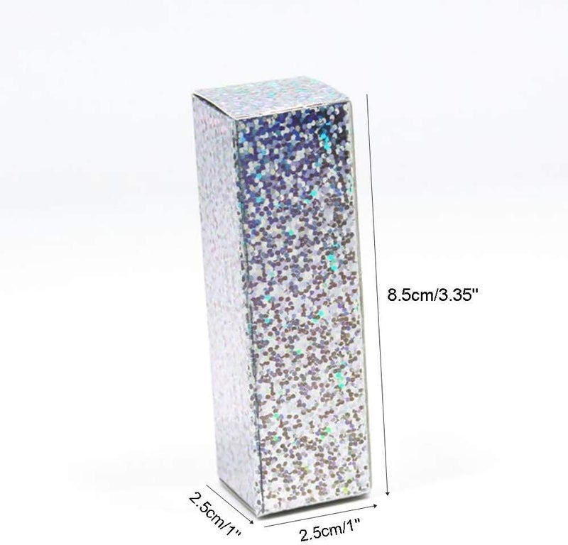 Healthcom Healthcom 100 Packs Shiny Laser Silver Lipstick Tube Packaging Box Kraft Paper Lip Gloss Tube Wrapping Paper Gift Grocery Box Makeup Favor Packaging Cosmetics Containers Essential Oil Bottle Storage Boxes - Image 2