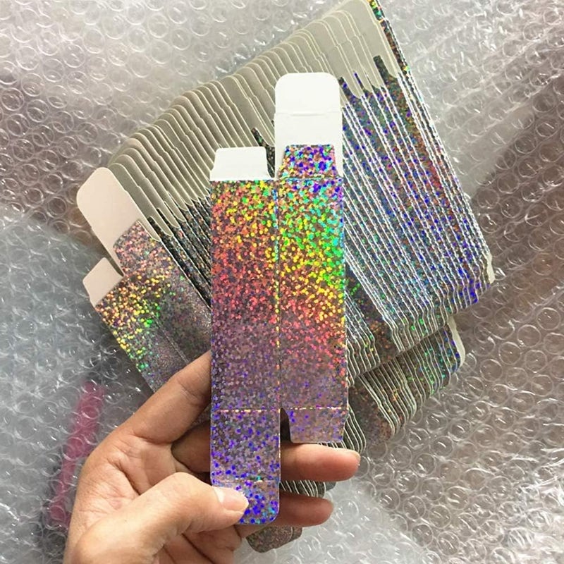 Healthcom Healthcom 100 Packs Shiny Laser Silver Lipstick Tube Packaging Box Kraft Paper Lip Gloss Tube Wrapping Paper Gift Grocery Box Makeup Favor Packaging Cosmetics Containers Essential Oil Bottle Storage Boxes - Image 4