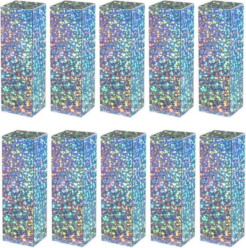 Healthcom Healthcom 100 Packs Shiny Laser Silver Lipstick Tube Packaging Box Kraft Paper Lip Gloss Tube Wrapping Paper Gift Grocery Box Makeup Favor Packaging Cosmetics Containers Essential Oil Bottle Storage Boxes - Image 1