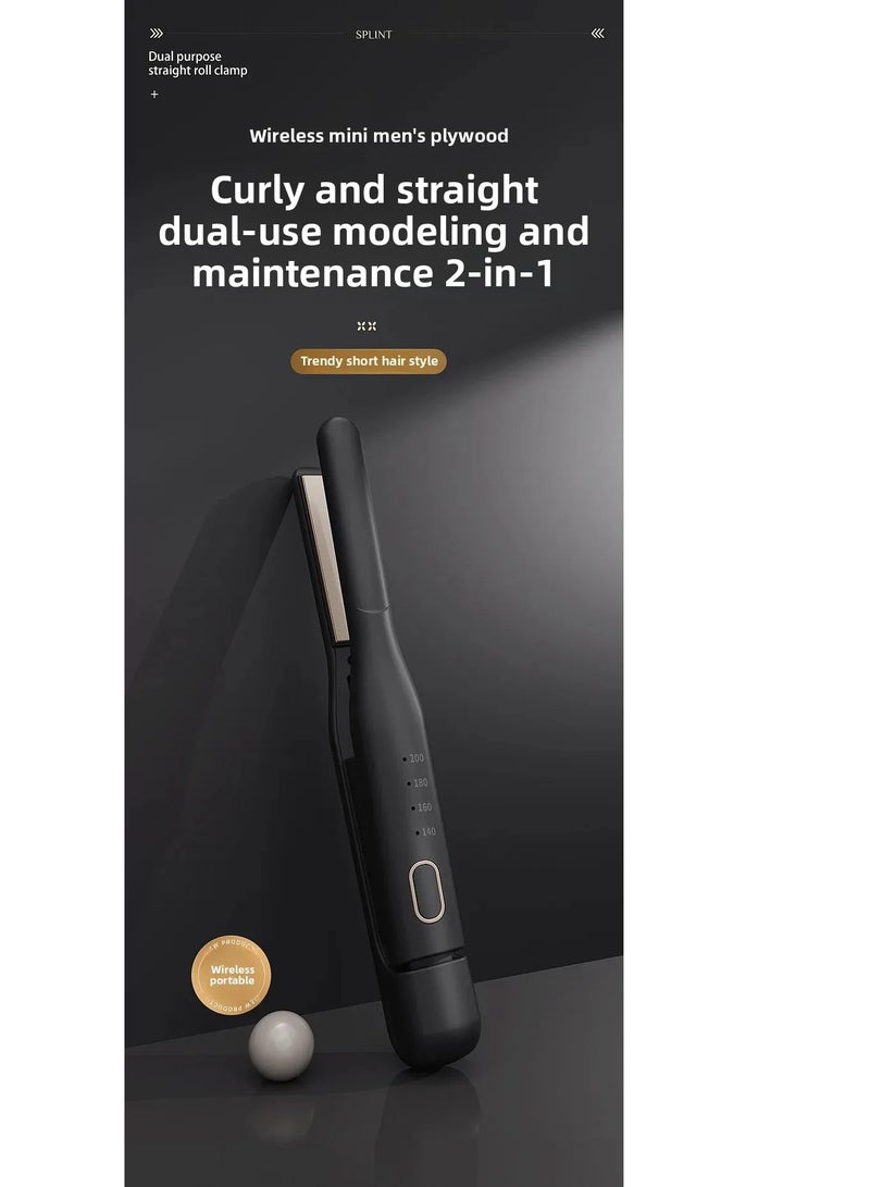 Generic Portable Mini Wireless Hair Straightening Iron for Men Rechargeable Curling Wand Fluffy Clamp Version Lazy Person's Tool  - Image 2