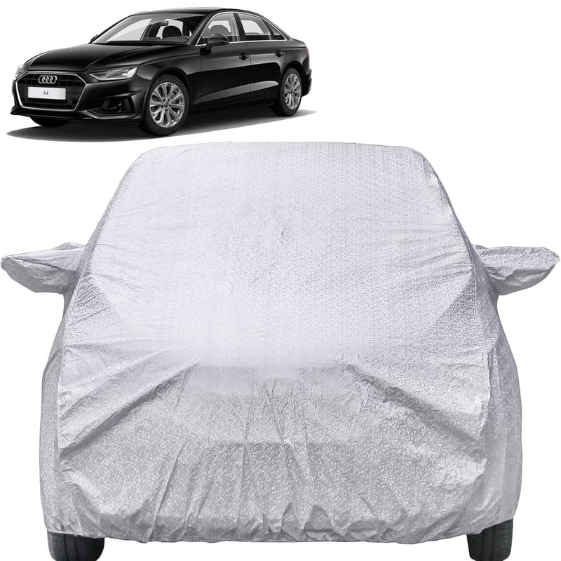 Autofact Waterproof Car Body Cover Compatible with Audi A4 with Mirror Pockets (Shinning Silver) - Image 1